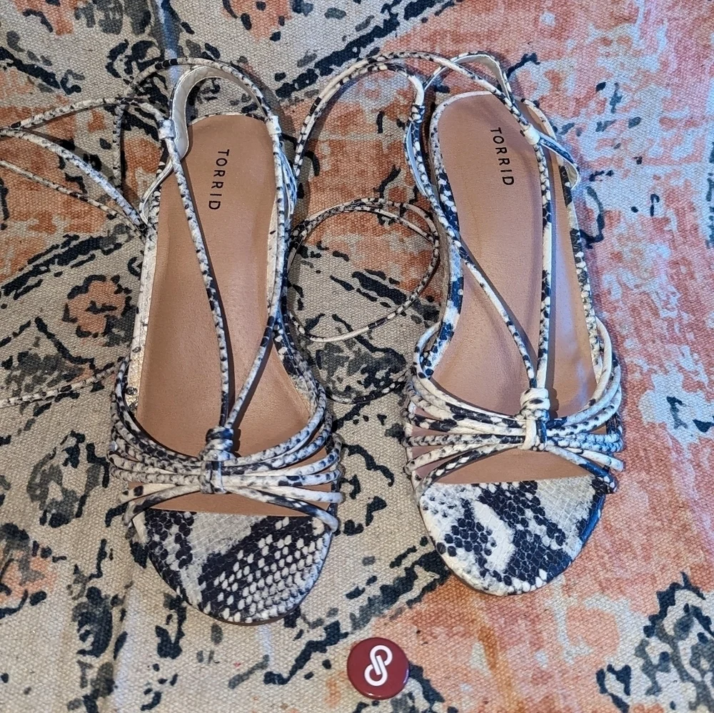 TORRID - Snake Print Faux Leather Ankle Wrap Espadrille Wedges